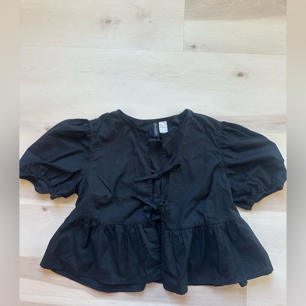 H&M Divided Black Tie Blouse
